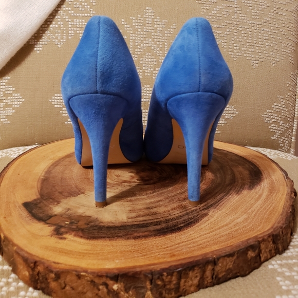 ALDO | 80's PEEP TOE SUEDE HEELED PUMPS BLUE, 7 - Picture 6 of 8